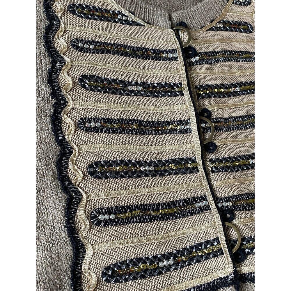 3.1 PHILLIP LIM grey black embellished short sleeve cardigan Wool Silk Linen XS - Picture 4 of 8